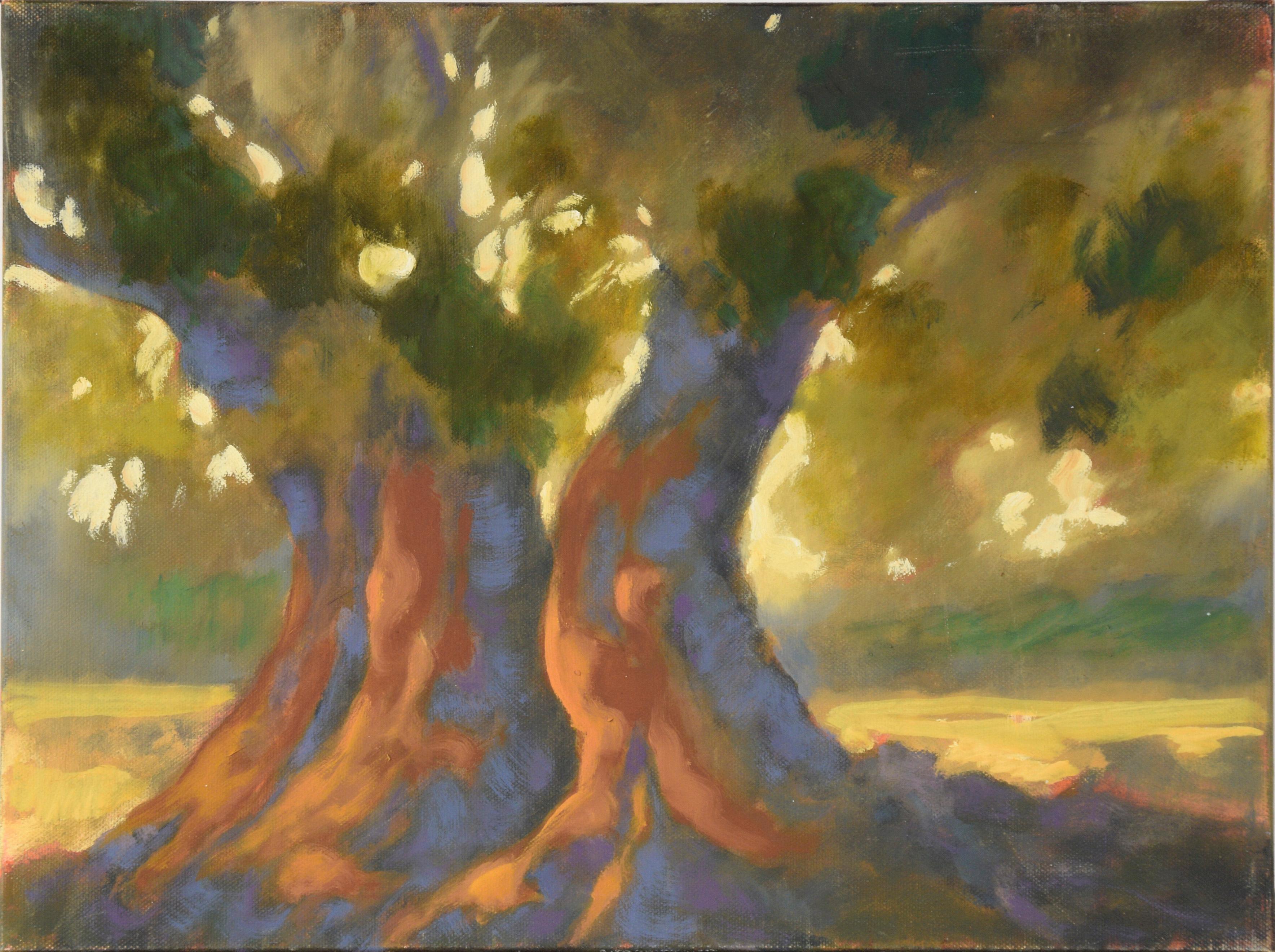 M. Pavao Landscape Painting - Sunlight Through the Oak Trees in Acrylic on Canvas