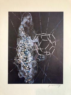 Pencil Signed Abstract Geometric Graphic Design Lithograph Print, Bauhaus Artist