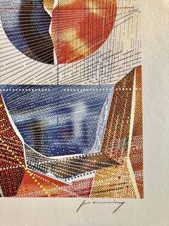 Pencil Signed Abstract Geometric Graphic Design Lithograph Print, Bauhaus Artist