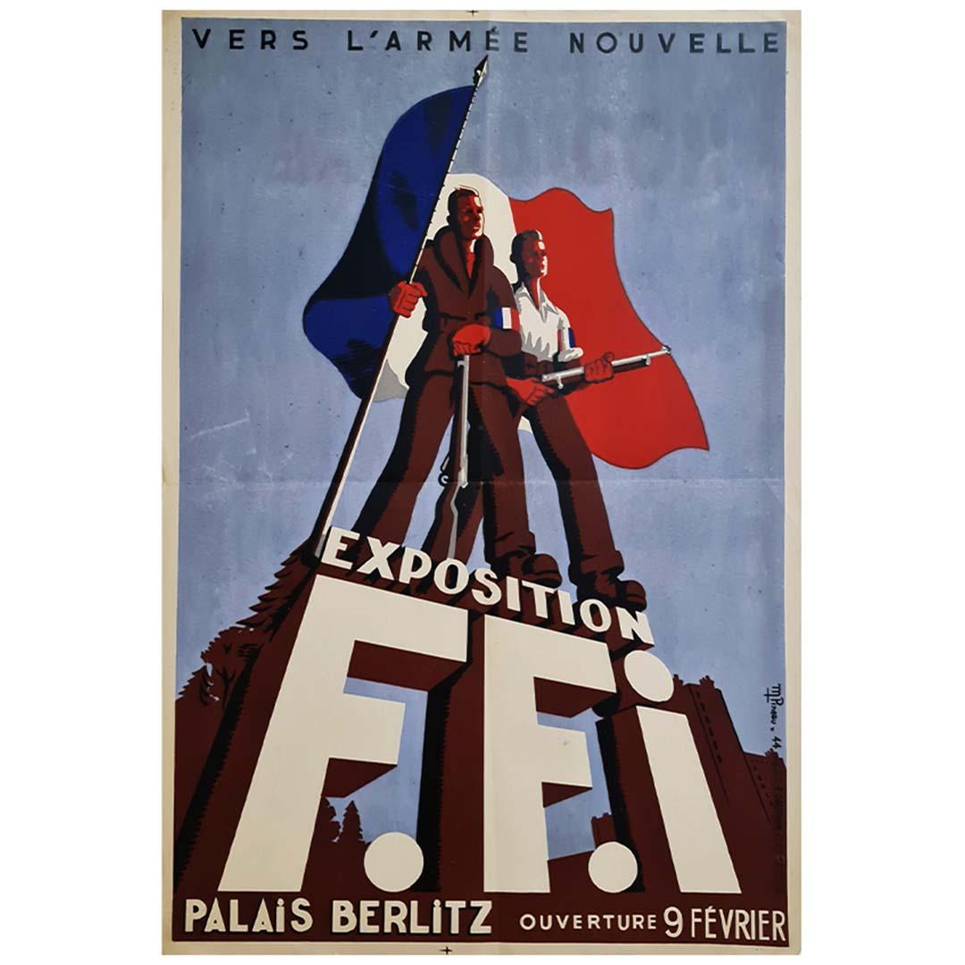 Affiche d'origine de 1944 imprégnée d'histoire - Résistance française dans la France occupée - Print de M. Pineau