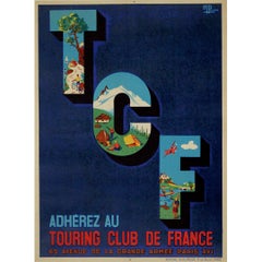 Manifesto originale di Pineau del 1930 circa - unisciti al Touring Club de France (TCF)