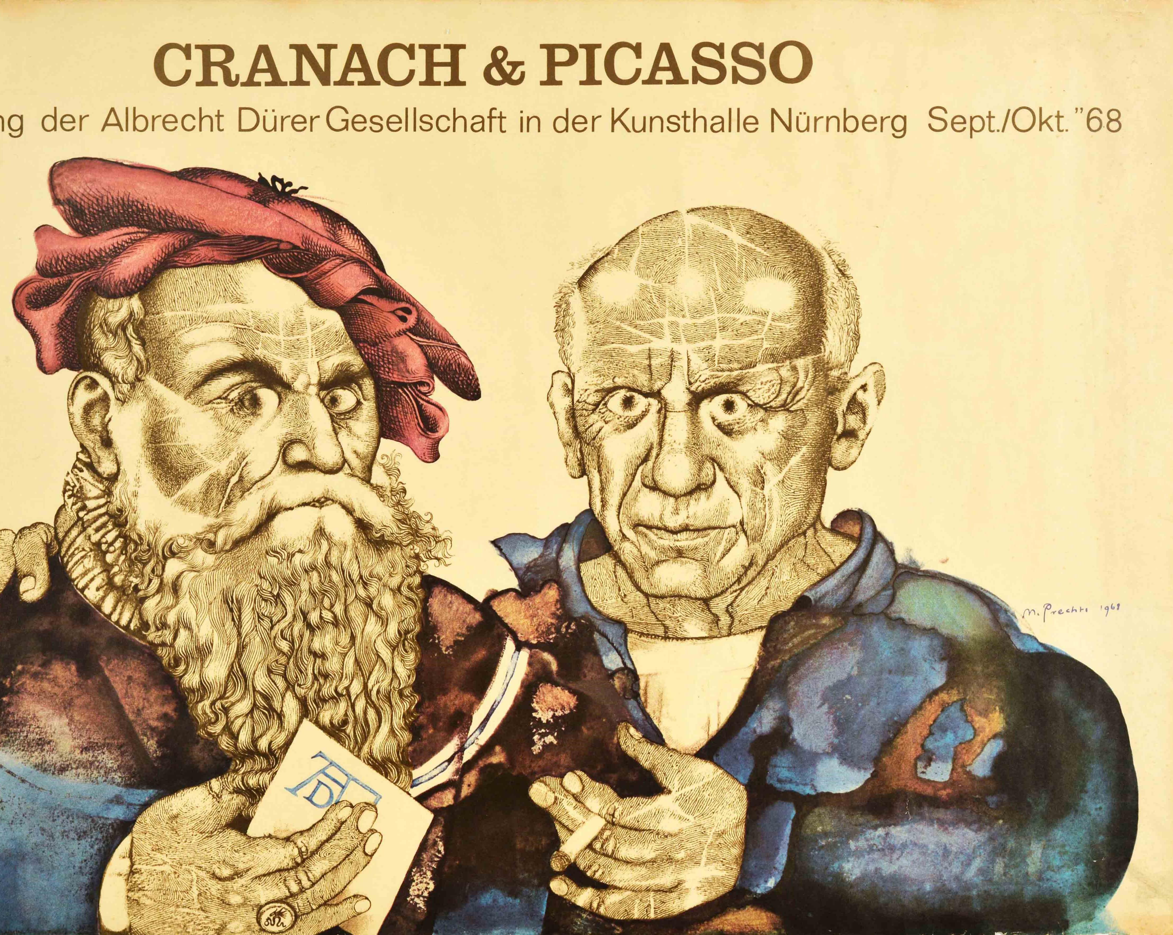 Poster originale d'epoca Cranach & Picasso Mostra d'arte Albrecht Durer Society - Print Arancia di M Prechtl