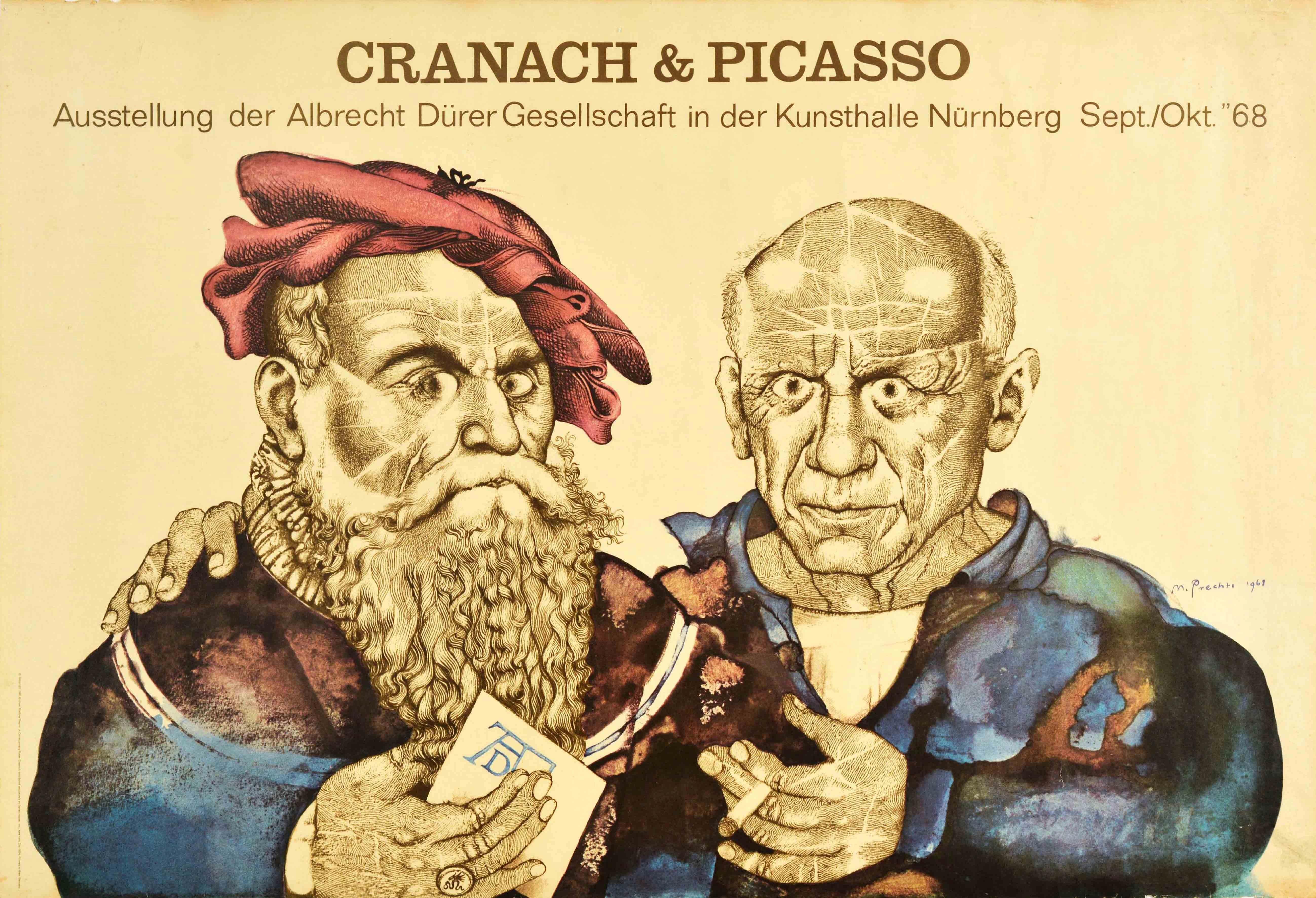 Print di M Prechtl - Poster originale d'epoca Cranach & Picasso Mostra d'arte Albrecht Durer Society