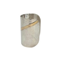 M. Rabbani Sterling Silver 14K Gold Overlay Wide Hammered Cuff Bracelet #19448