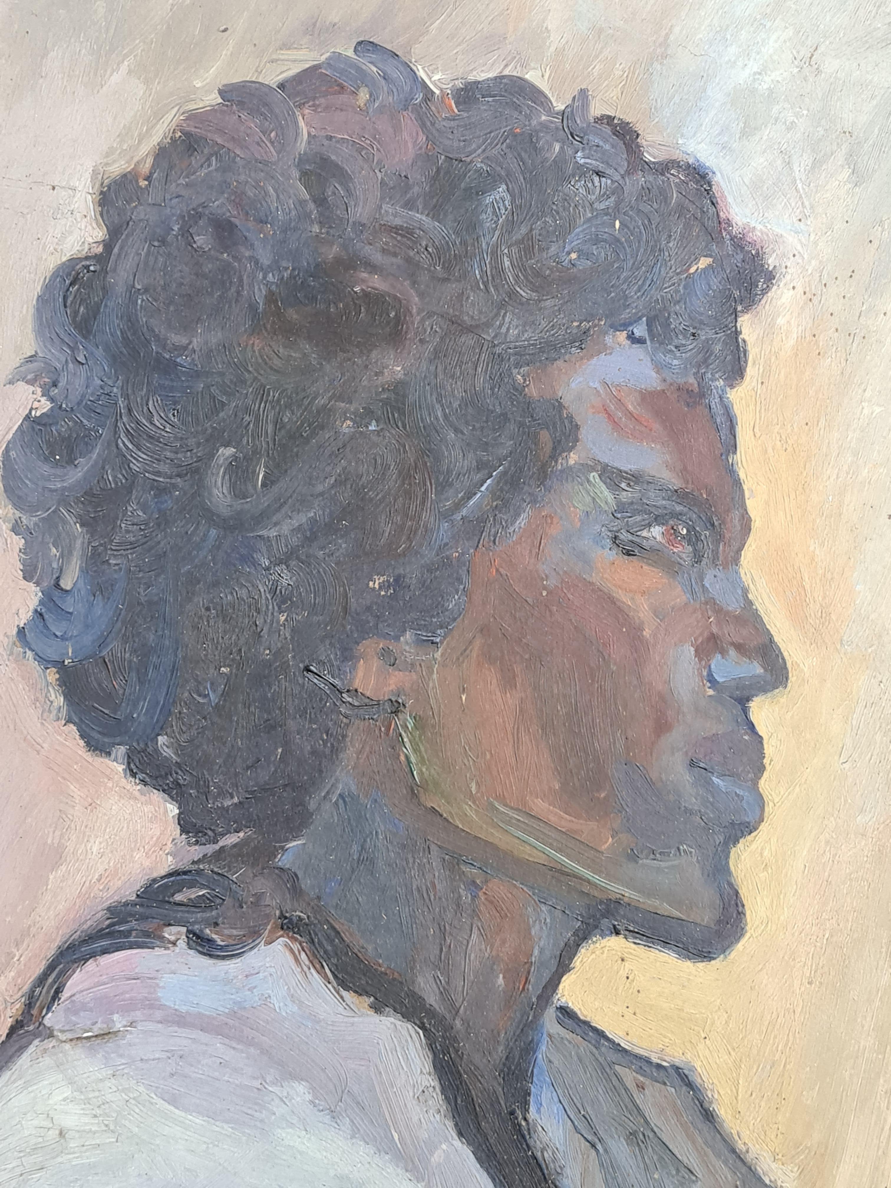 Cécile - Gris Figurative Painting par M Reine