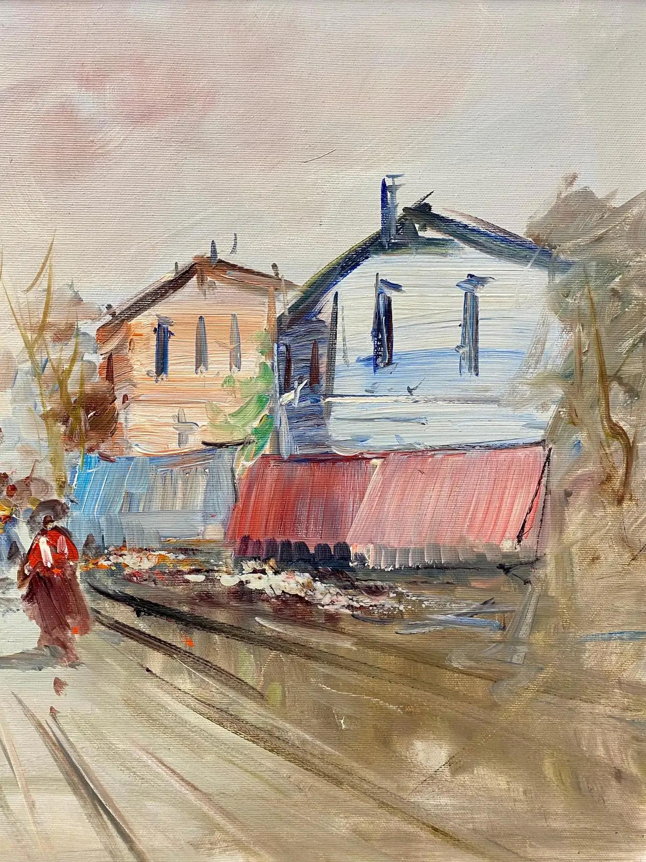 Olio impressionista su tela incorniciato e firmato dall'artista M. Rondelli 9