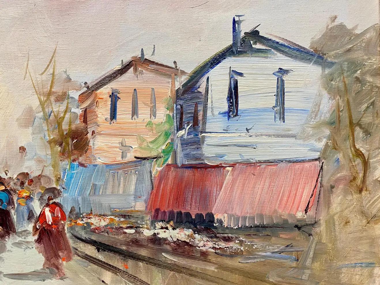 Olio impressionista su tela incorniciato e firmato dall'artista M. Rondelli 11