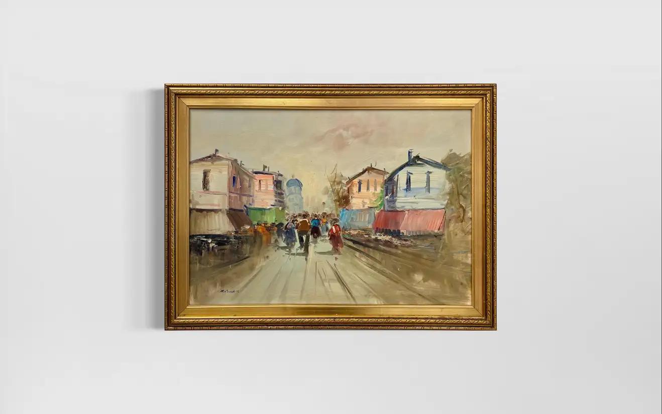 Olio impressionista su tela incorniciato e firmato dall'artista M. Rondelli 1