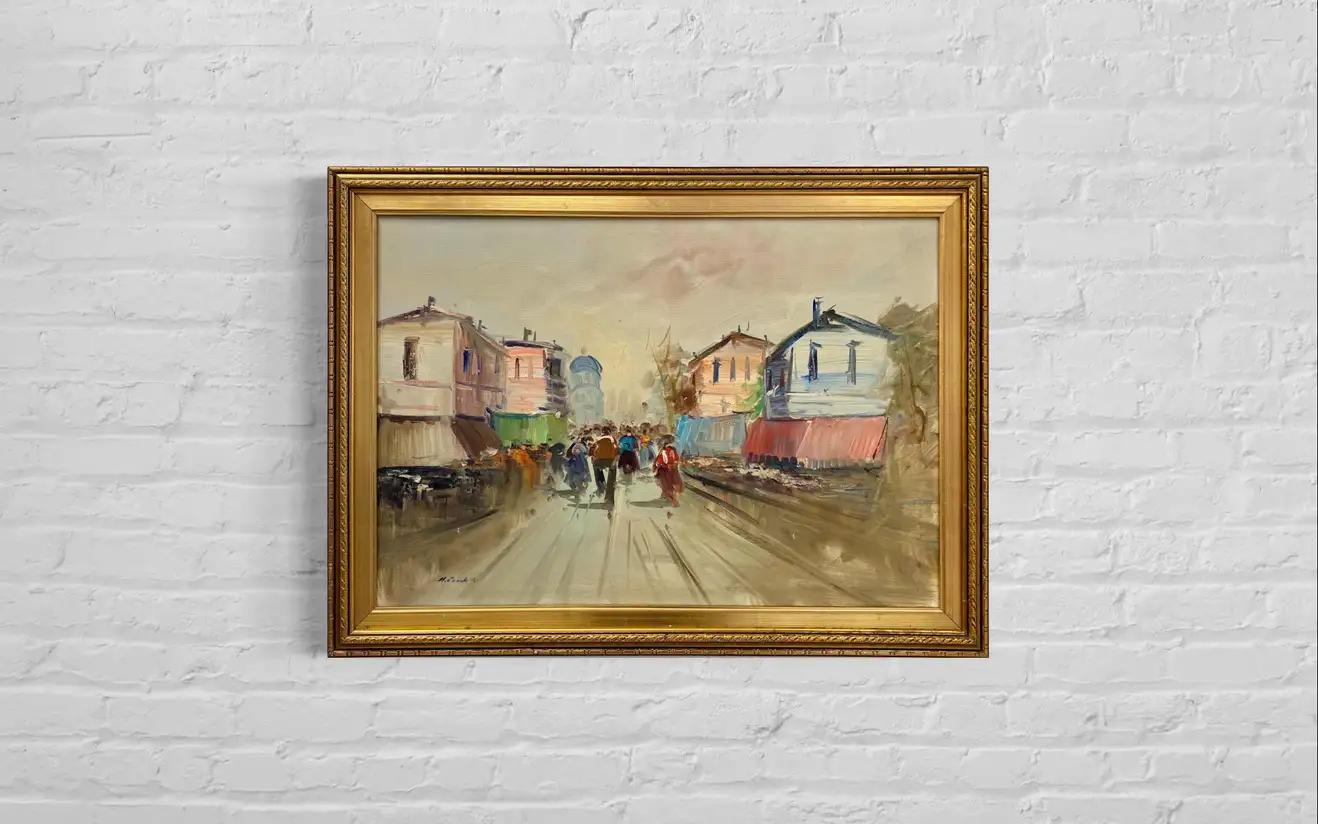 Olio impressionista su tela incorniciato e firmato dall'artista M. Rondelli 2