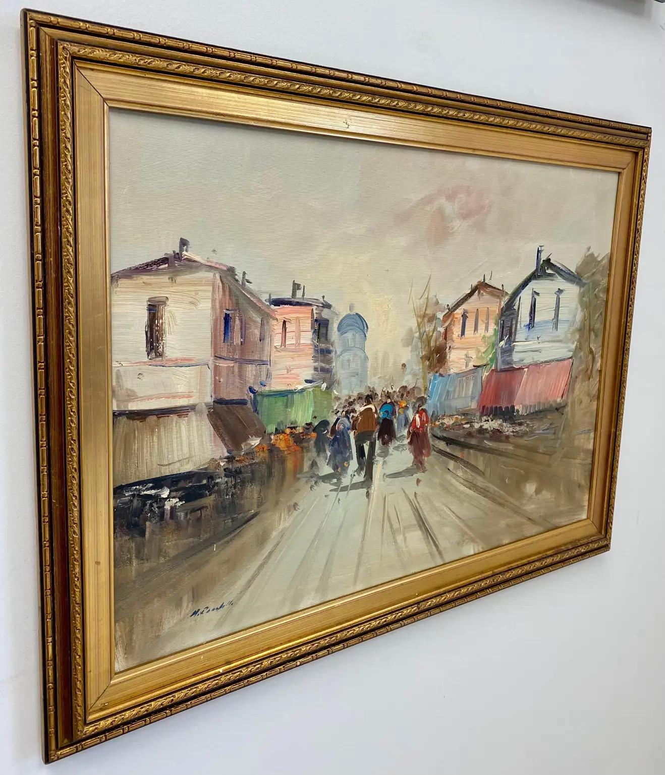 Olio impressionista su tela incorniciato e firmato dall'artista M. Rondelli 4