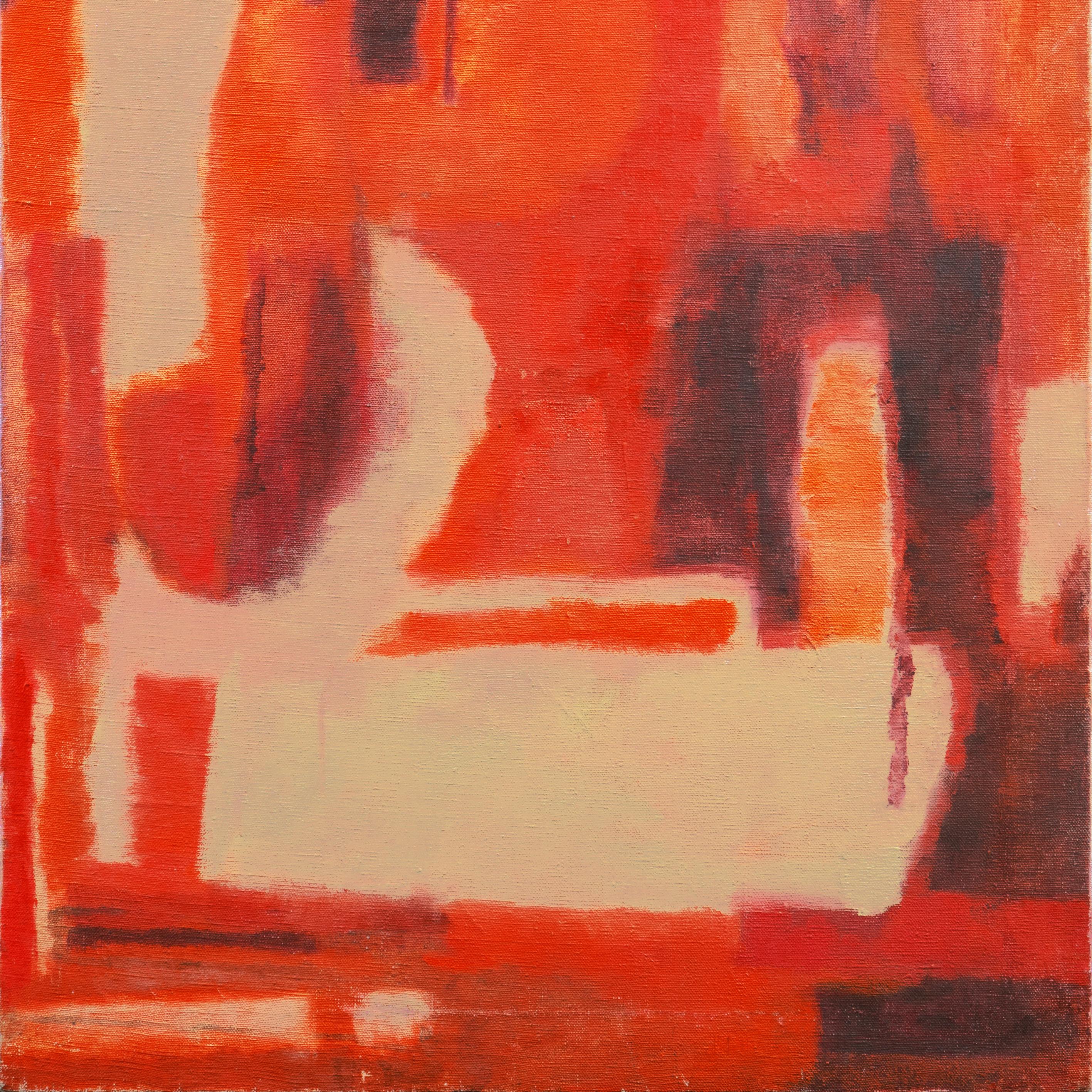 « Abstract in Coral and Ivory », abstraction moderniste du milieu du siècle dernier dans des couleurs chaudes en vente 1