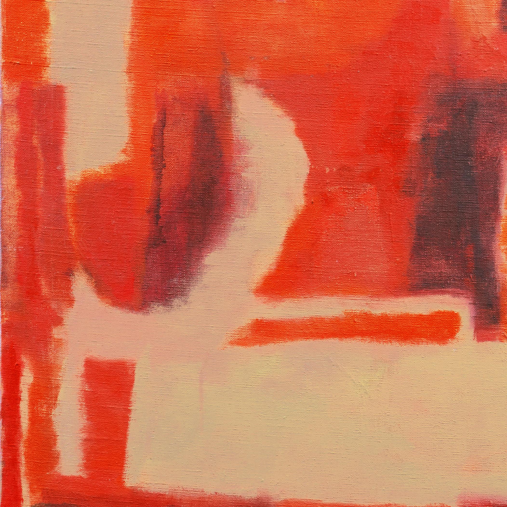 « Abstract in Coral and Ivory », abstraction moderniste du milieu du siècle dernier dans des couleurs chaudes en vente 2