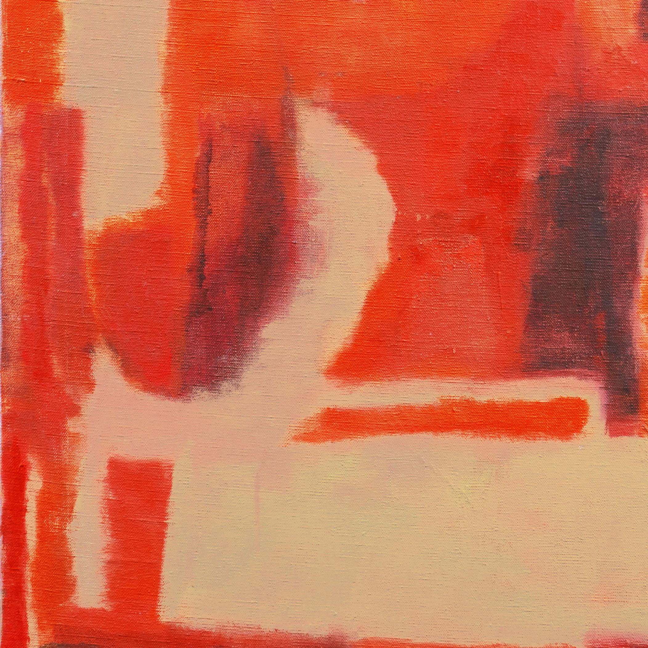 'Abstract in Coral and Ivory', Mid-century Modernist Abstraction in Warm Colors - Orange Abstract Painting by M. Rosera