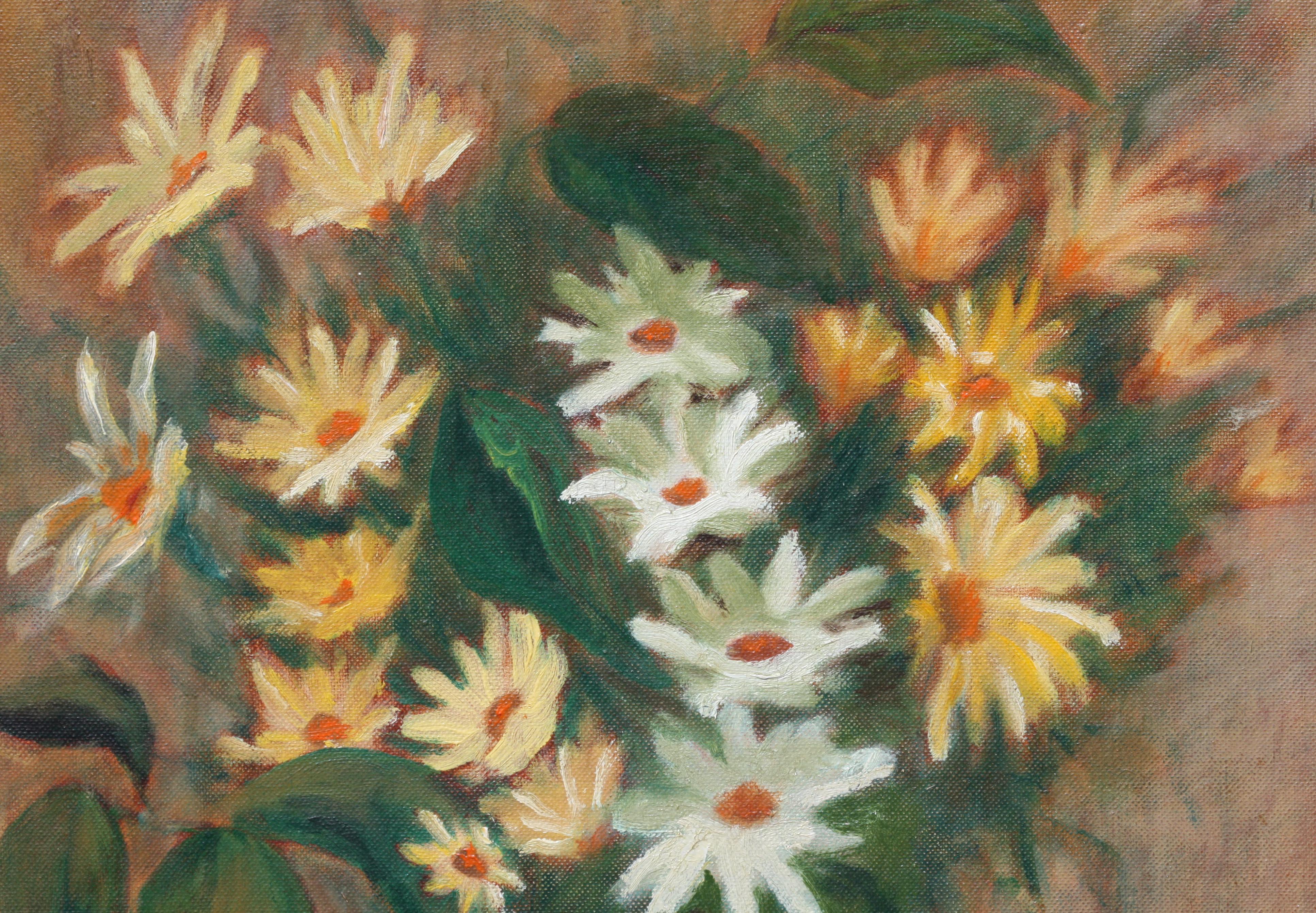 M. Rule, (20. Jahrhundert), Daiseys in einer Vase, 1951, Öl auf Leinwand (Farbe) im Angebot