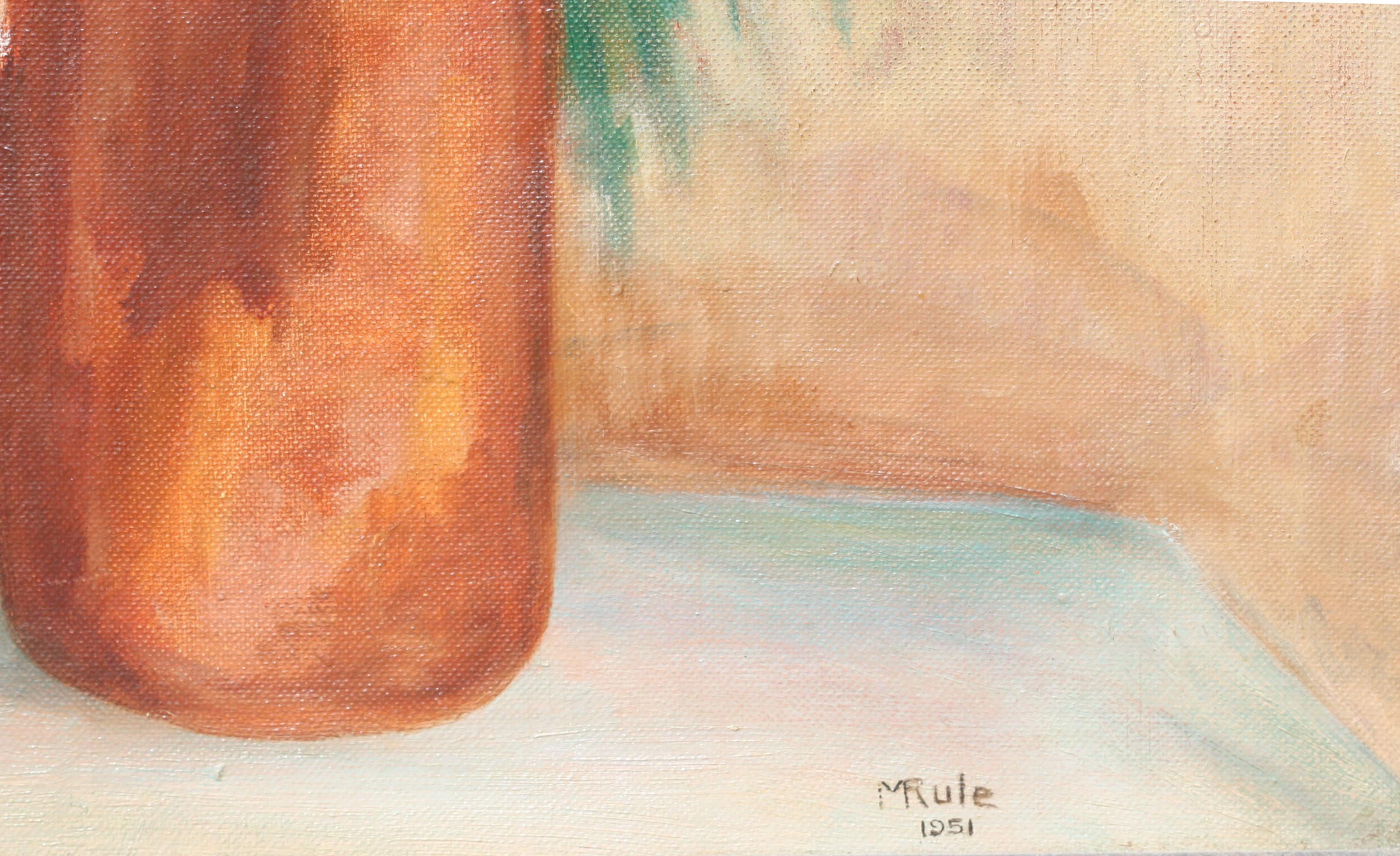 M. Rule, (20. Jahrhundert), Daiseys in einer Vase, 1951, Öl auf Leinwand im Angebot 1
