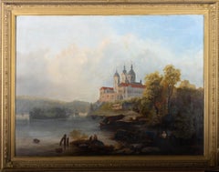 M. S. K. - Late 19th Century Oil, German Lakeside Castle