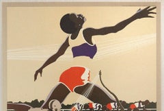 Original Vintage Sport Poster Levi's Moscow 1980 Olympic Games Africa Athletics
