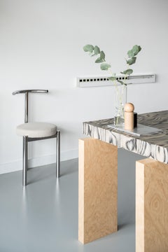 'M Series' Tubular Polished Stainless Steel Chair, Soft Fabric Seat