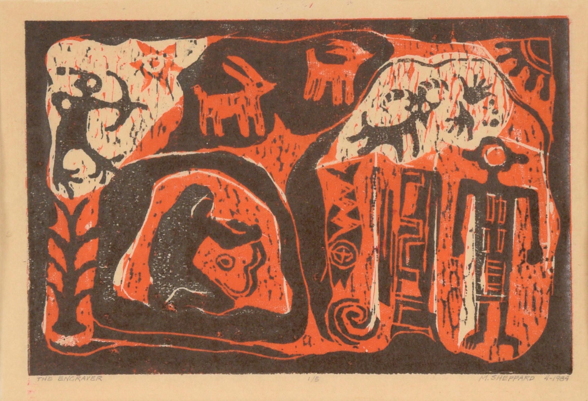 « The Engraver » - Impression à double couche de blocs de bois - Print de M Sheppard