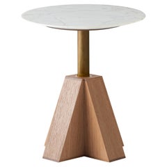 M-Side Table by Daniel Boddam, Natural Oak/Carrara Marble