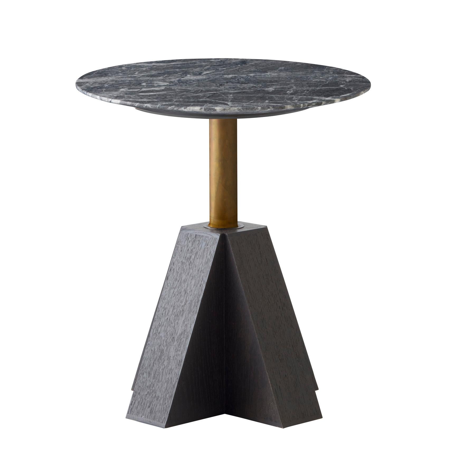 Australian M-Side Table by Daniel Boddam, Smoked or Stained Oak/Grey Marble For Sale
