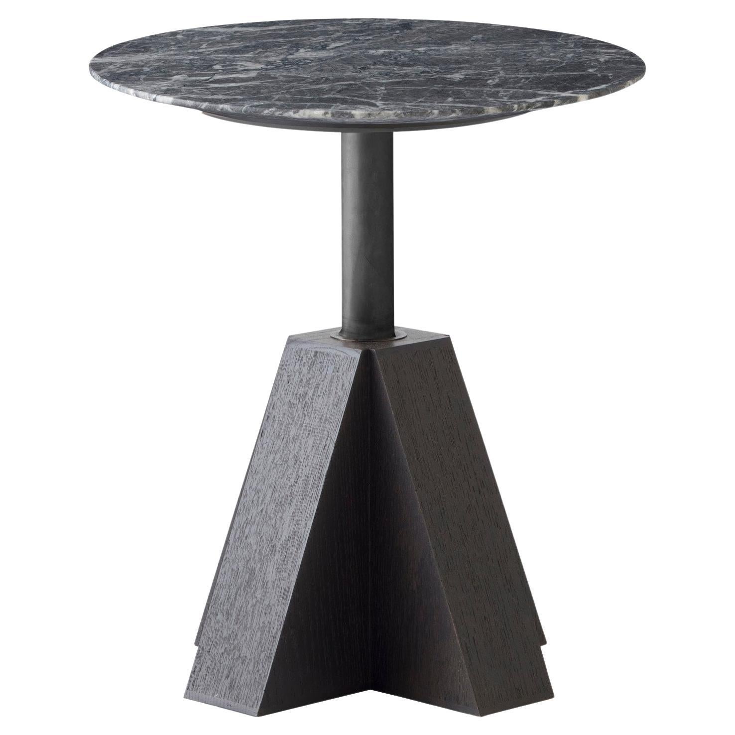 M-Side Table by Daniel Boddam, Smoked or Stained Oak/Grey Marble For Sale