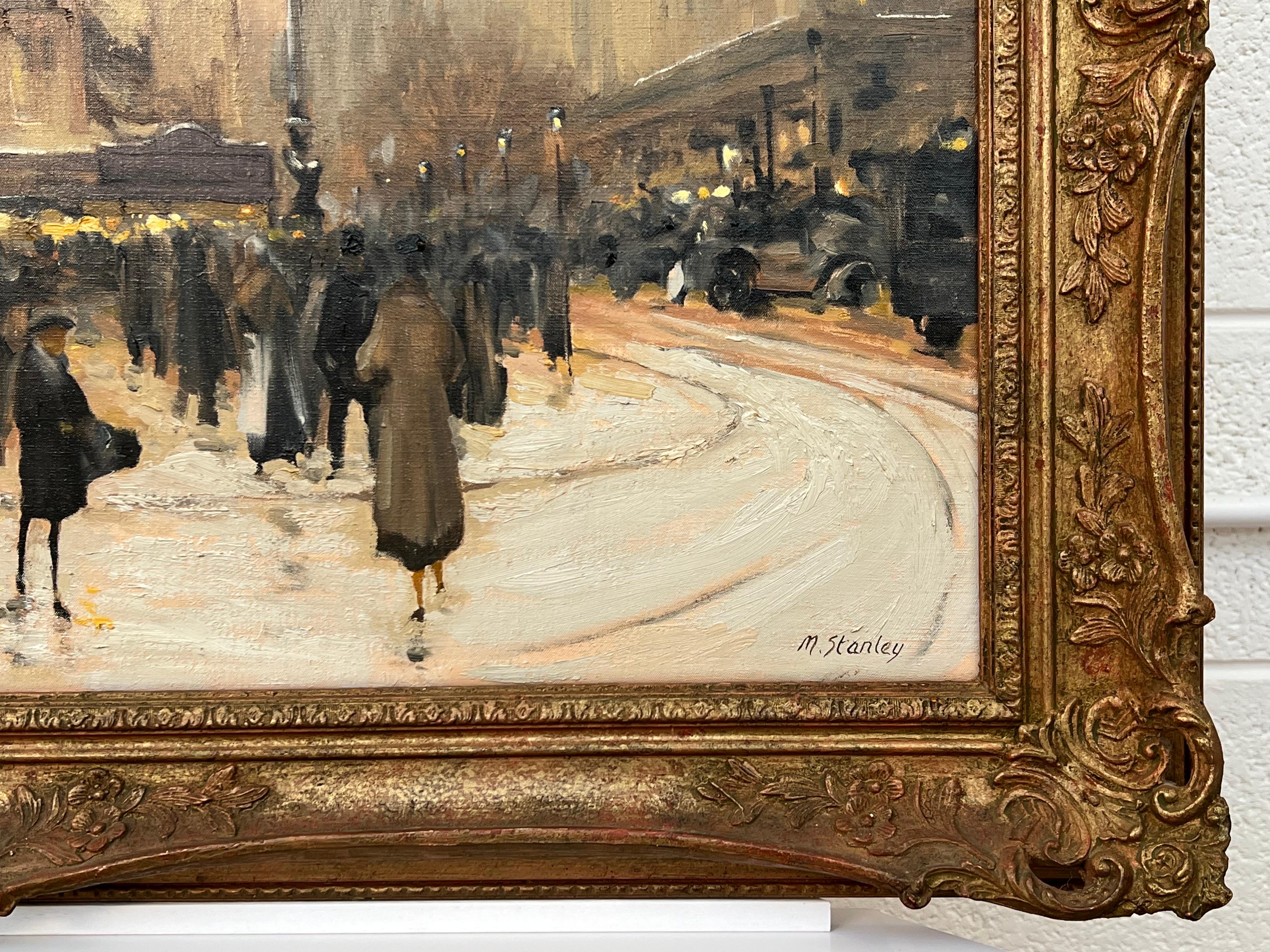 Painting of Figures at a Parisian Market at Wintertime in the Late 19th Century For Sale 8