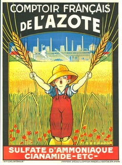 Original "Comptoir Francais De L'Azote" vintage agriculture art deco poster