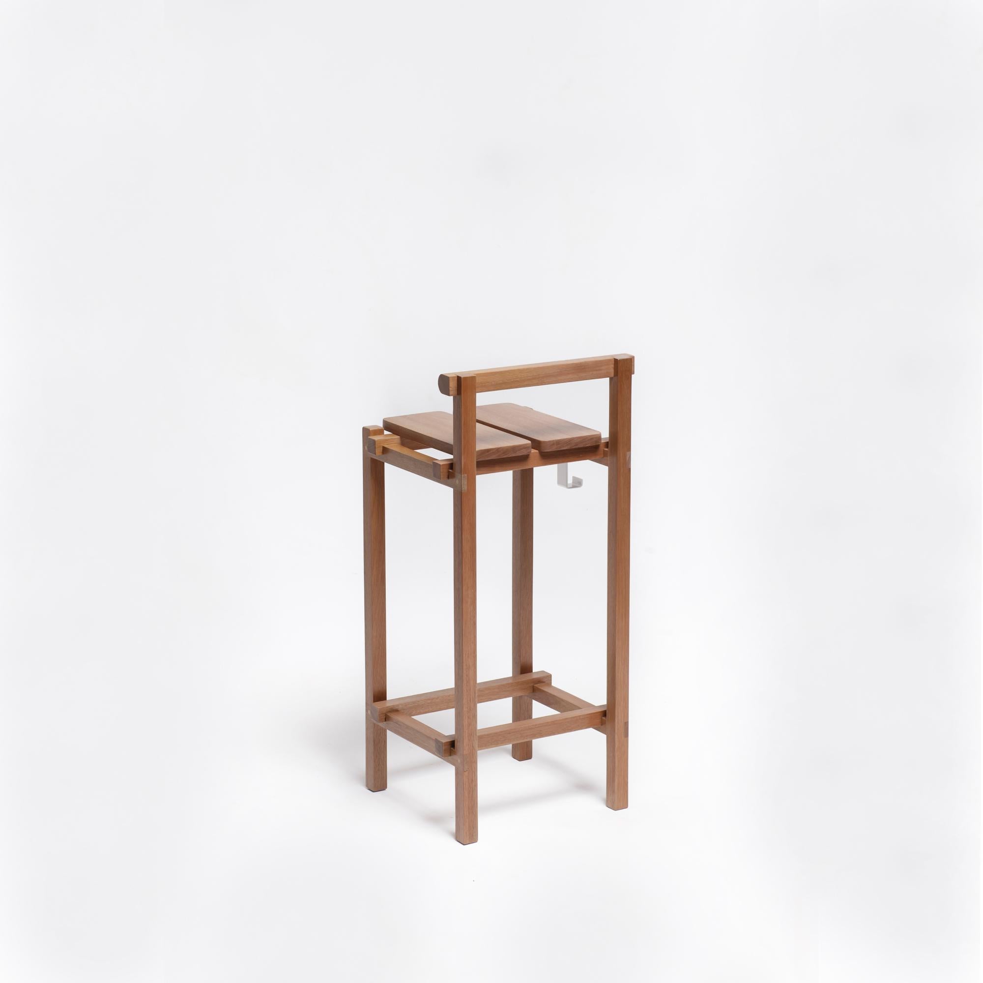 Brazilian M Stool, Contemporary Handcrafted Stool in Hardwood For Sale