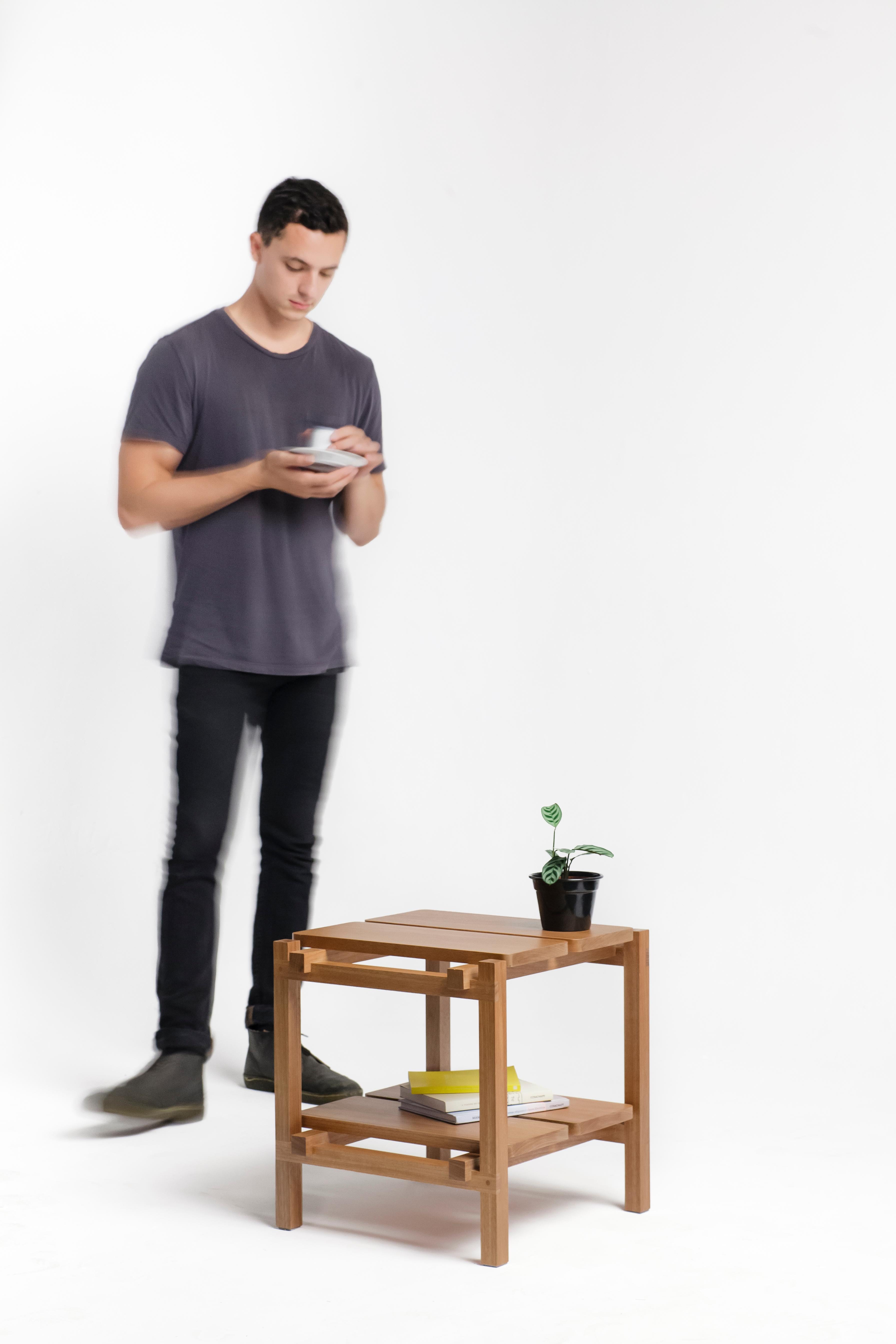 Hand-Crafted M Table, Contemporary Side Table in Brazilian Hardwood For Sale