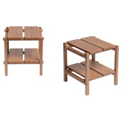 M Table, Pair of Contemporary Side Tables in Brazilian Hardwood