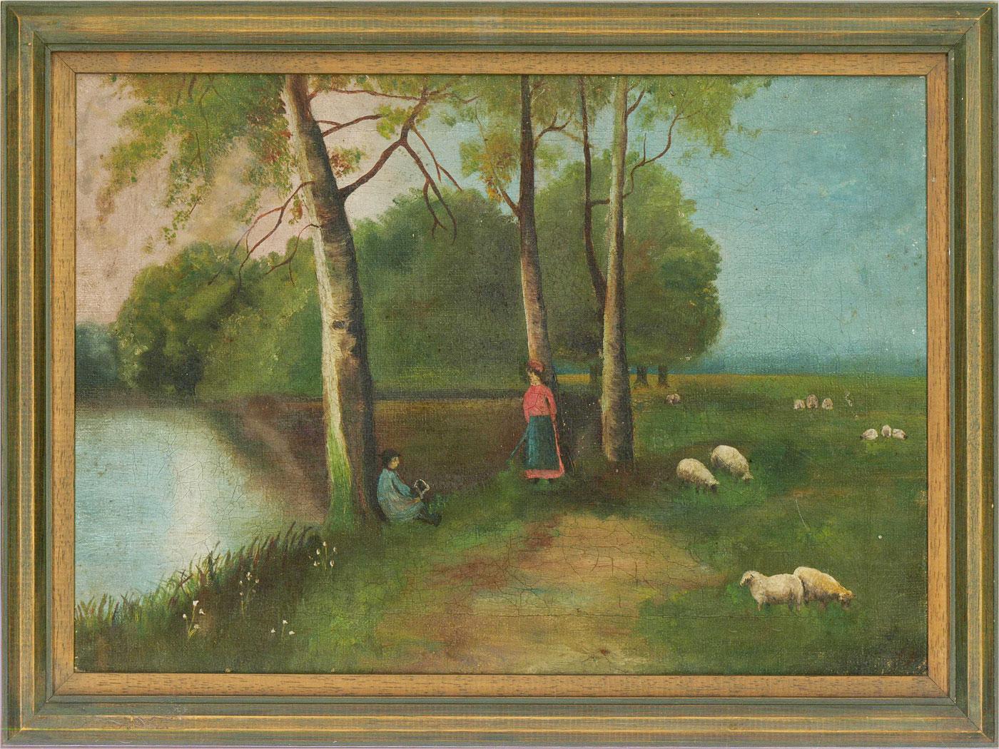 M. Tadison - Early 20th Century Oil, Shepherd's Rest For Sale 1