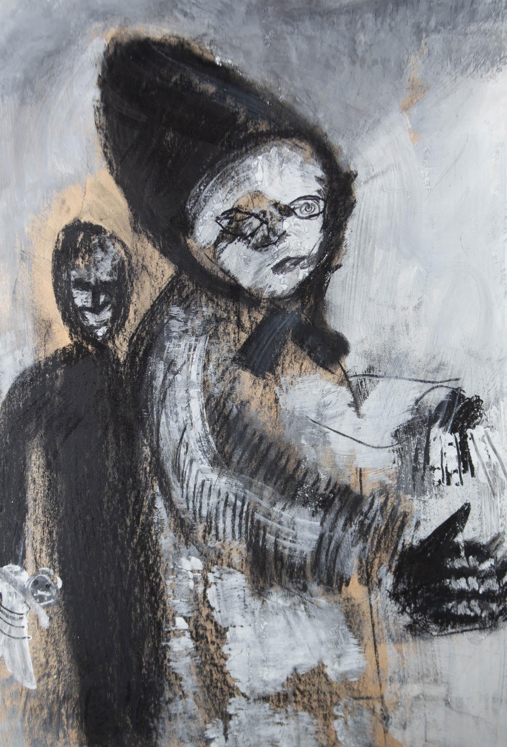 M. Terry - 1987 Mixed Media, Woman, Child And Doll For Sale 1