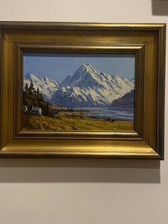 M. Thomas (Neuseeland) „Lillybank Station Mt. Cook“ 1986 Öl auf Leinwand Gemälde