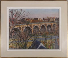 M. Thorold - Framed 20th Century Oil, The Key Bridge, Washington DC