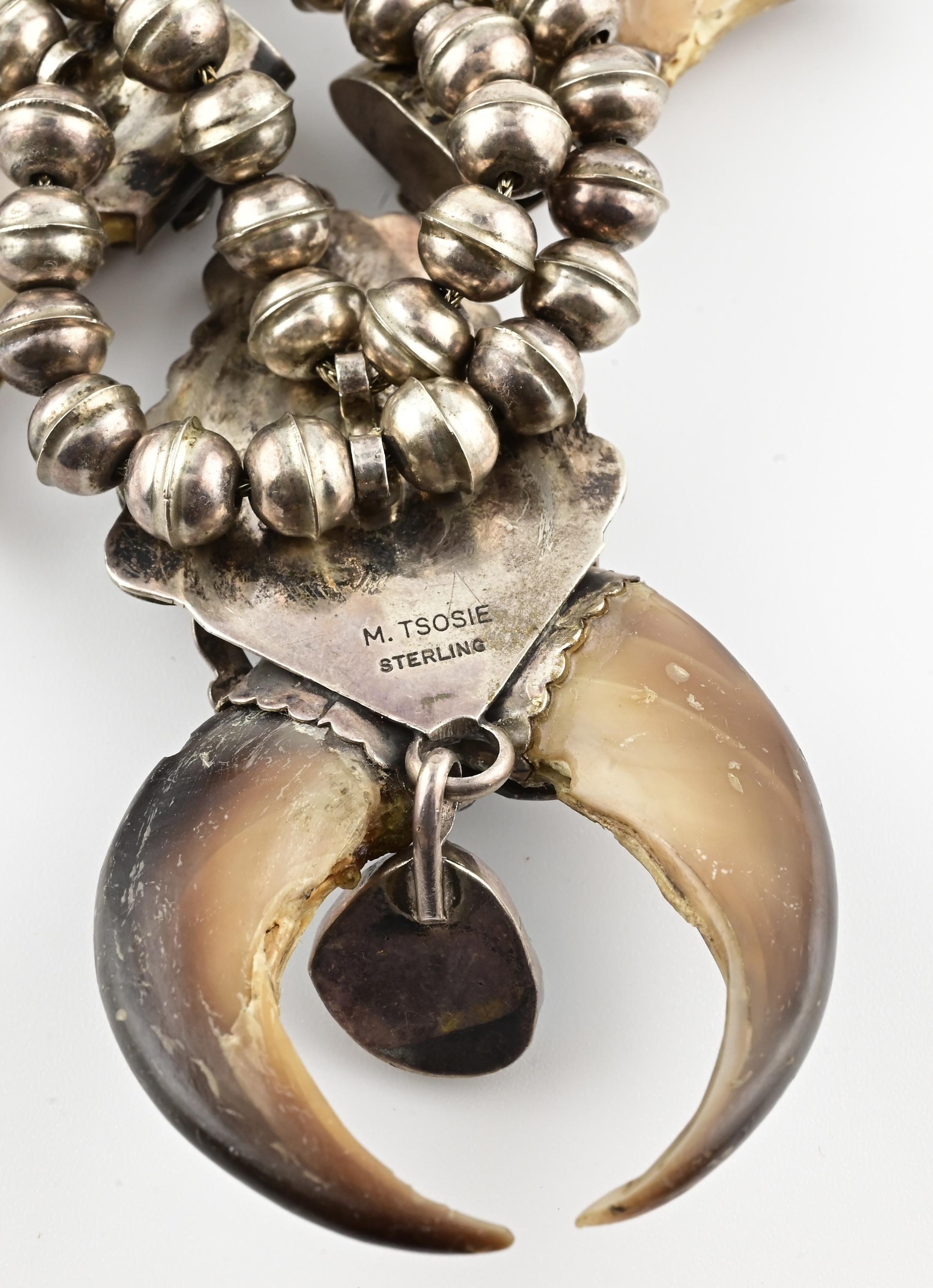 M. Tsosie Collana con artiglio in argento sterling dei nativi americani 125,26g in vendita 4
