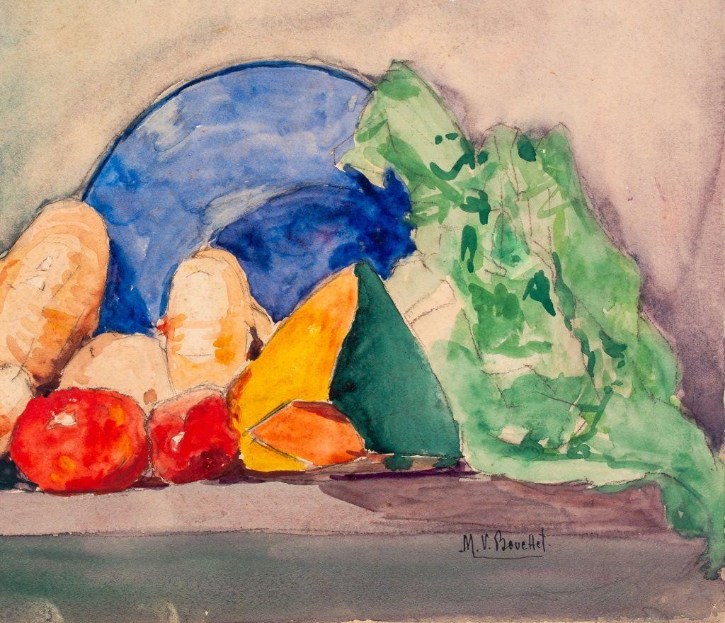 Unknown M. V. Bouttet Untitled Still Life Watercolor For Sale