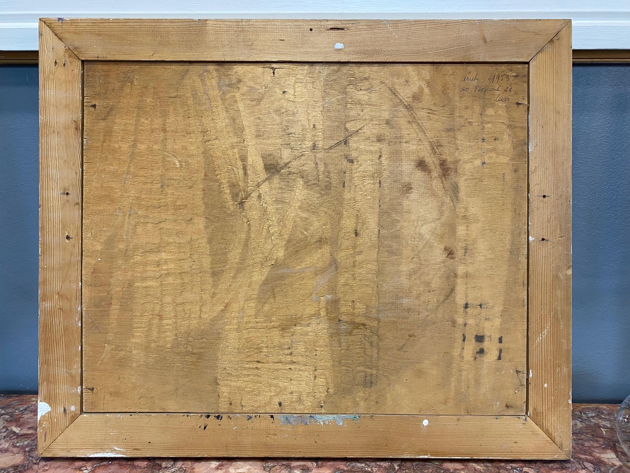 Vista de la montaña de M. Völlmy - Óleo sobre madera 40x50 cm en venta 6