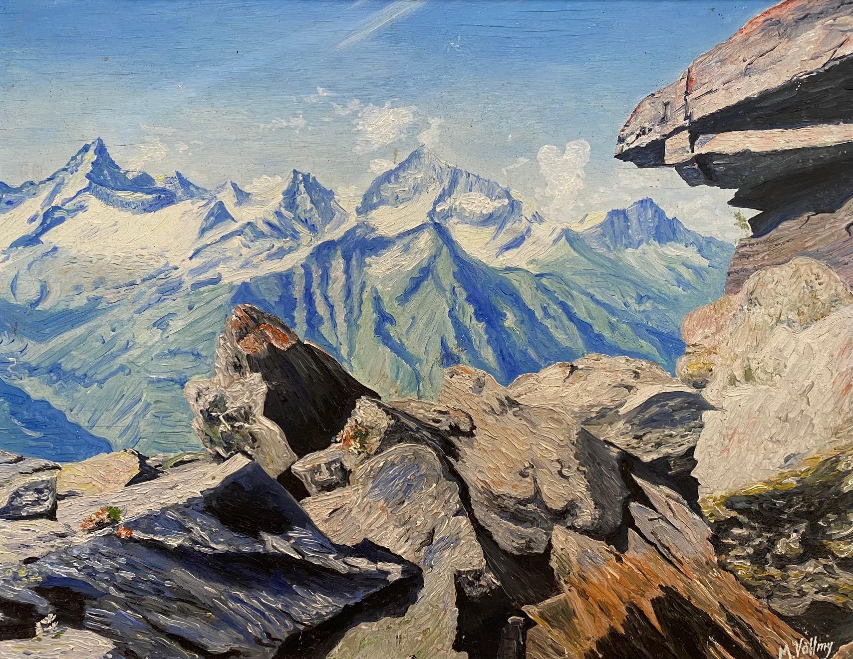 Mountain's view by M. Völlmy - Oil on wood 40x50 cm