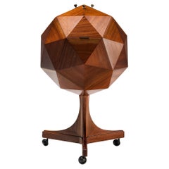 M. Vuillermoz Polygonal Bar Cabinet in Mahogany and Brass 