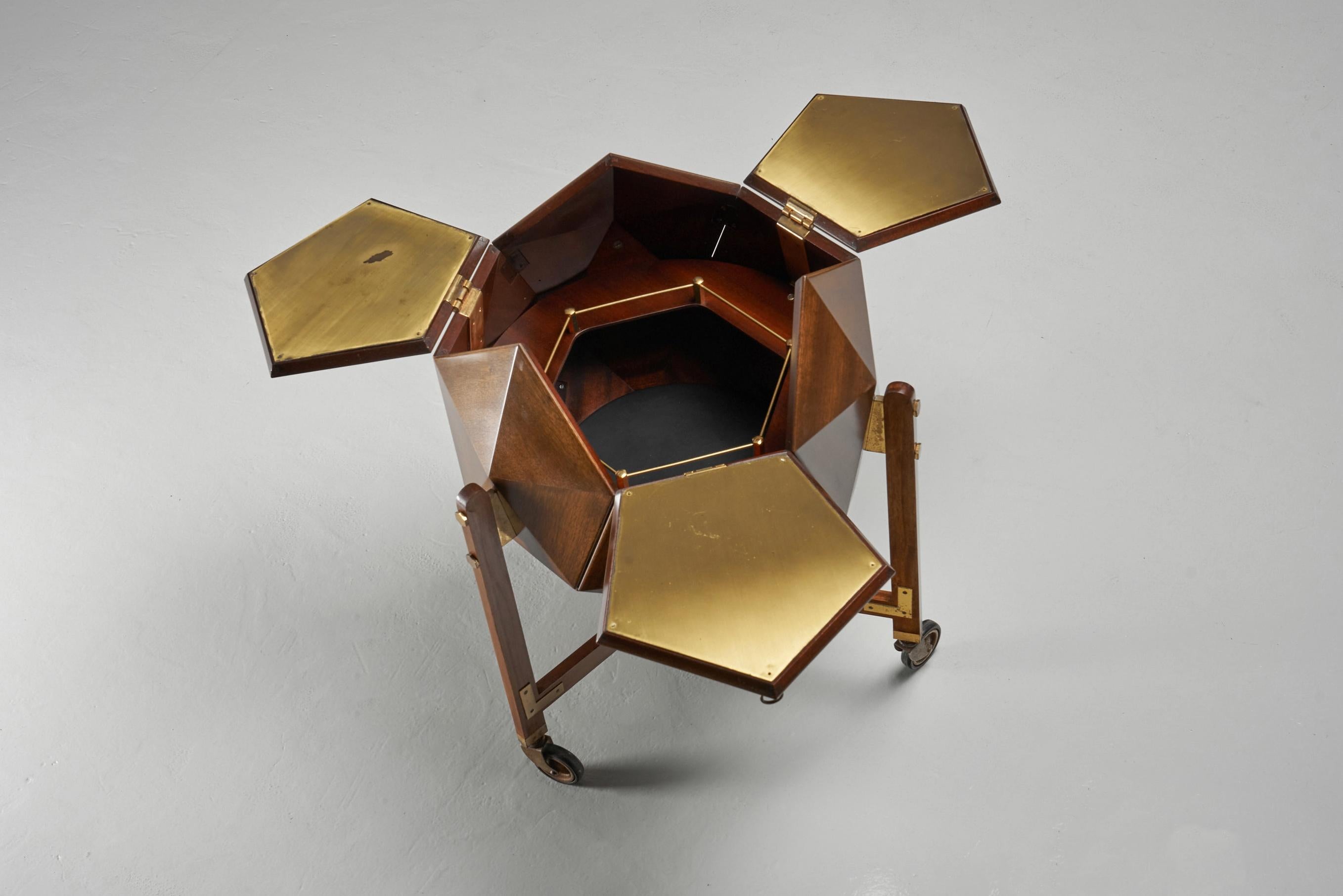 Mid-20th Century M. Vuillermoz Polyhedron Bar Cabinet, France, 1960