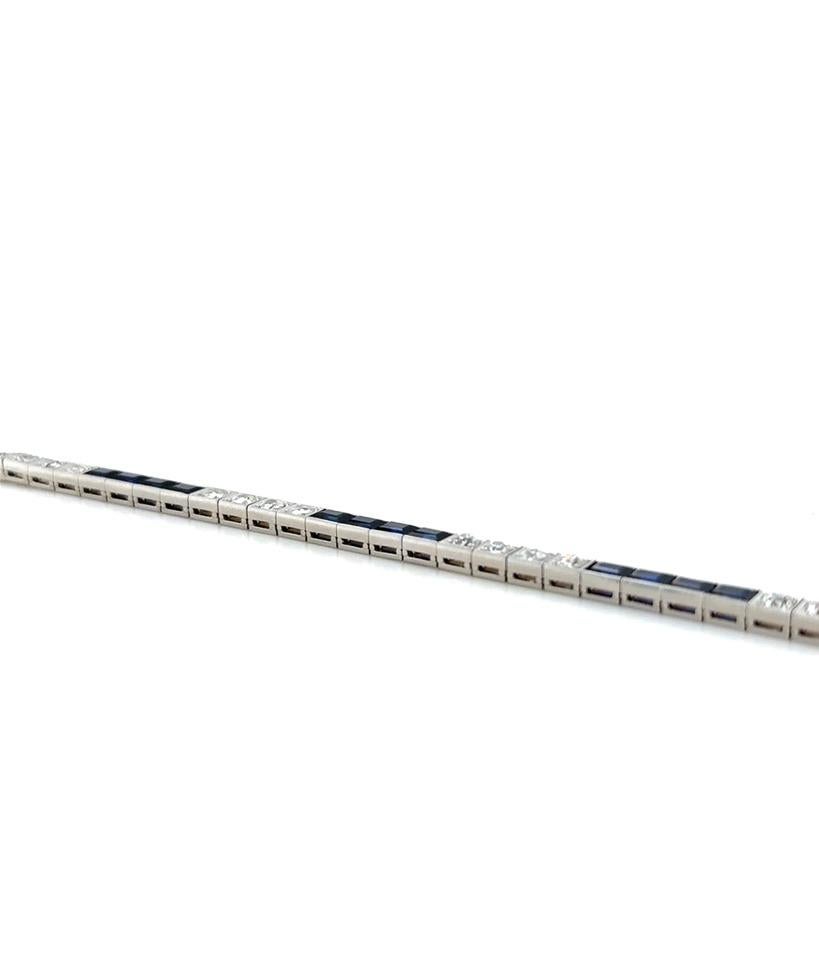 M. Waslikow & Son, bracelet tennis Art déco en diamants et saphirs synthétiques Unisexe en vente