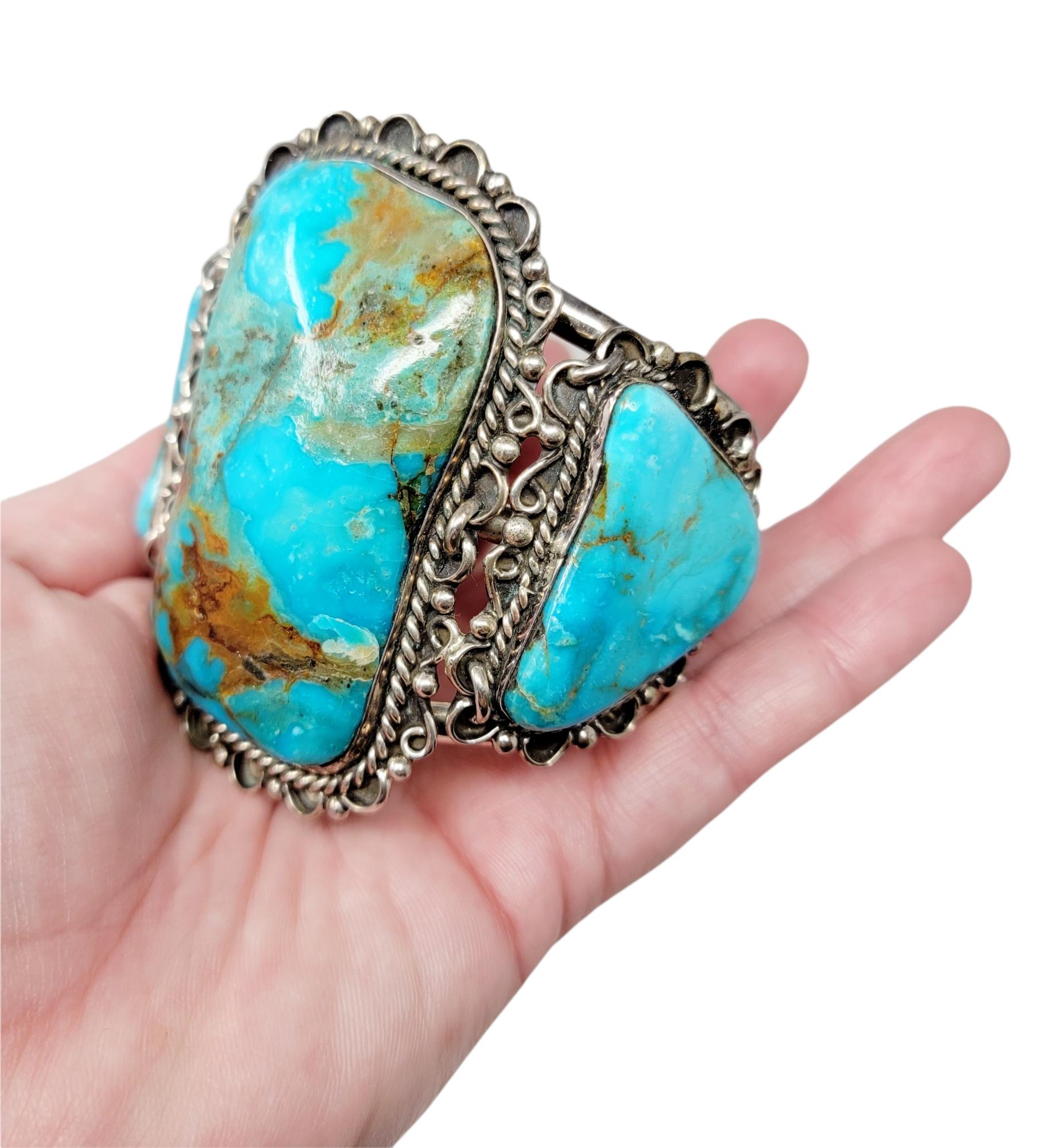 M. Weahkee Oversize Navajo-Manschettenarmband aus Sterlingsilber und natürlichem Türkis 5