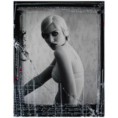 M with Bra. One of a kind intervened photograph mounted on aluminum