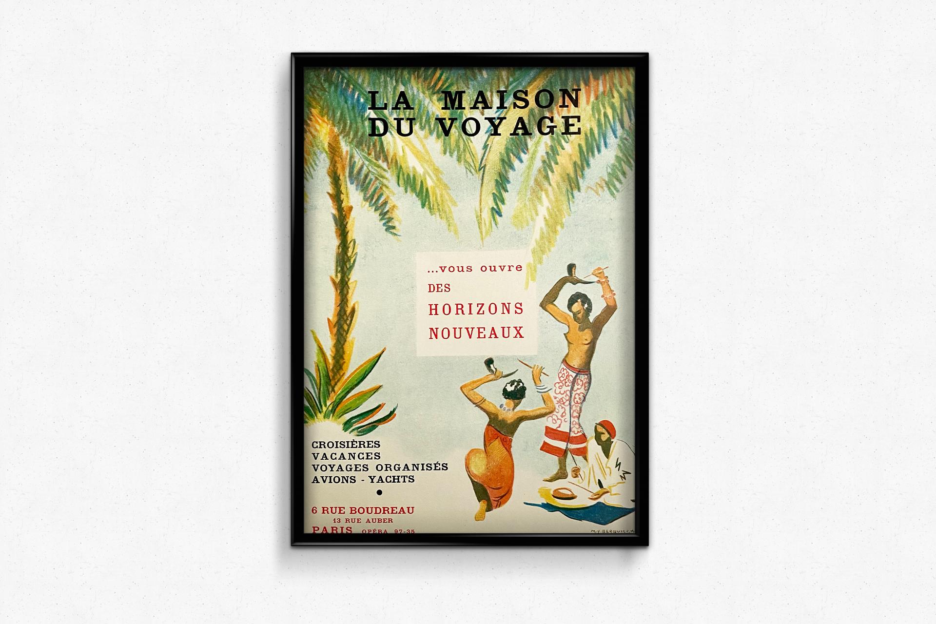 1937 Original poster edited by La Maison du Voyage - Tourism in Tahiti For Sale 1