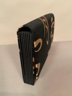 M. Yamomoto  Kyoto, Japan  Vintage Black and Gold Woven Silk Evening Bag
