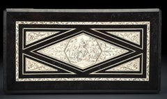 M. Zuccarelli, Via Lauren 24 Roma An Italian Ivory and Ebonized Wood Casket