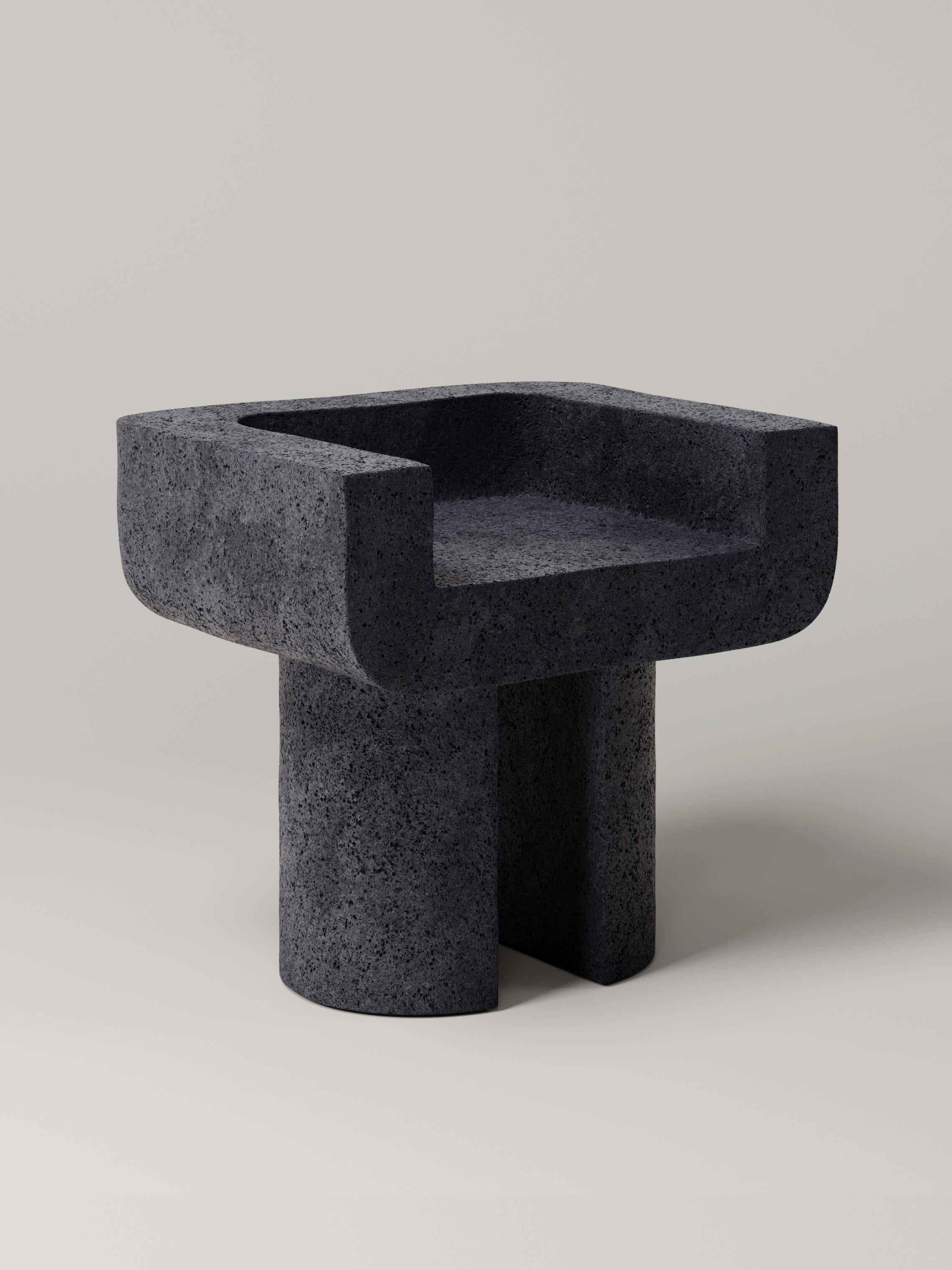 M_001 Lava Rock Chair by Monolith Studio
Signed and Numbered.
Dimensions: D 53,5 x W 65 x H 58,5 cm.
Materials: Lava rock.

Available in travertine, white onyx, lava rock and white oak. Please contact us. 

Monolith, founded in 2022 by Marc