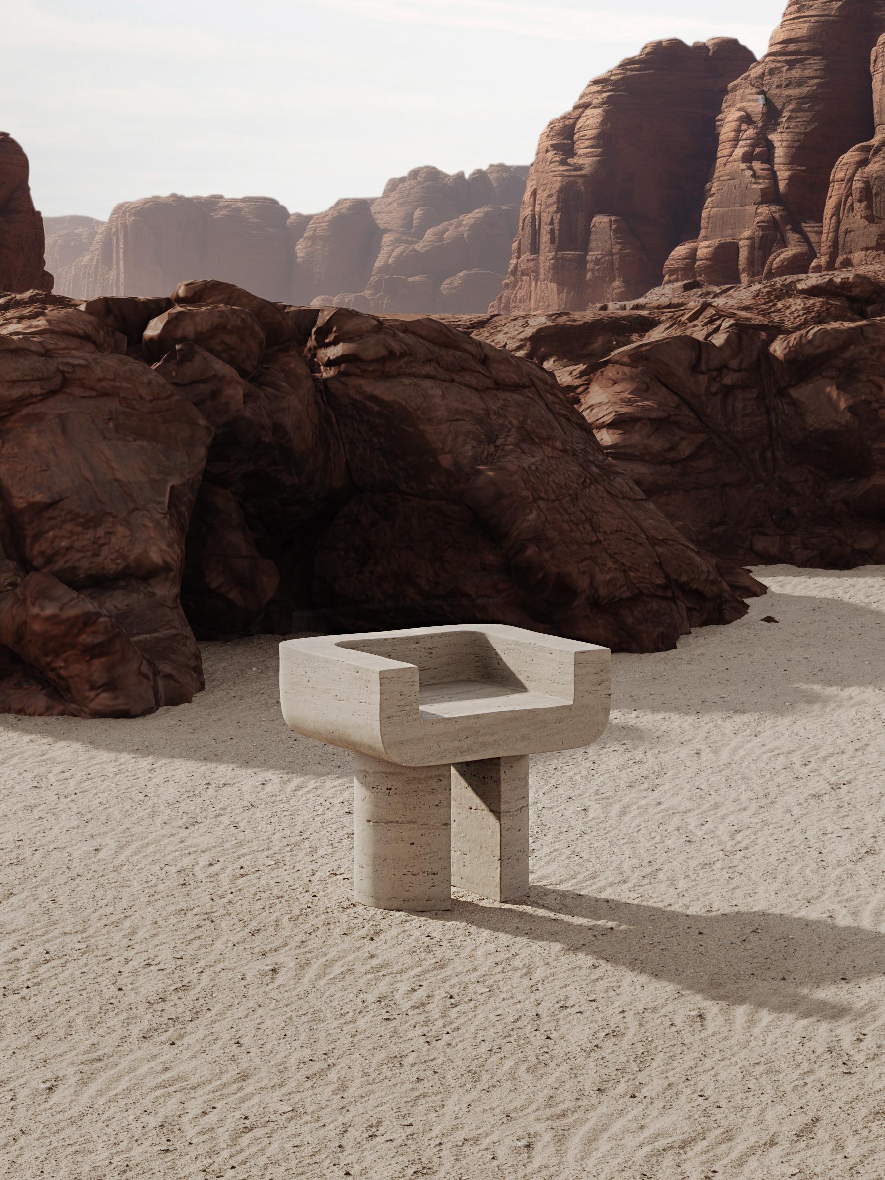 Mexican M_001 Travertine Chair by Monolith Studio For Sale