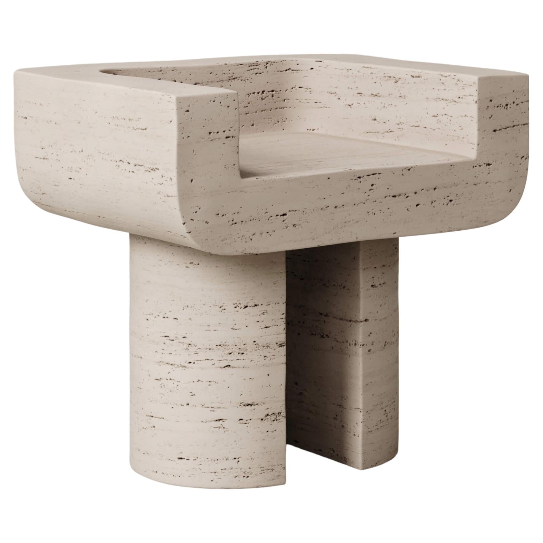 M_001 Travertine Chair by Monolith Studio For Sale